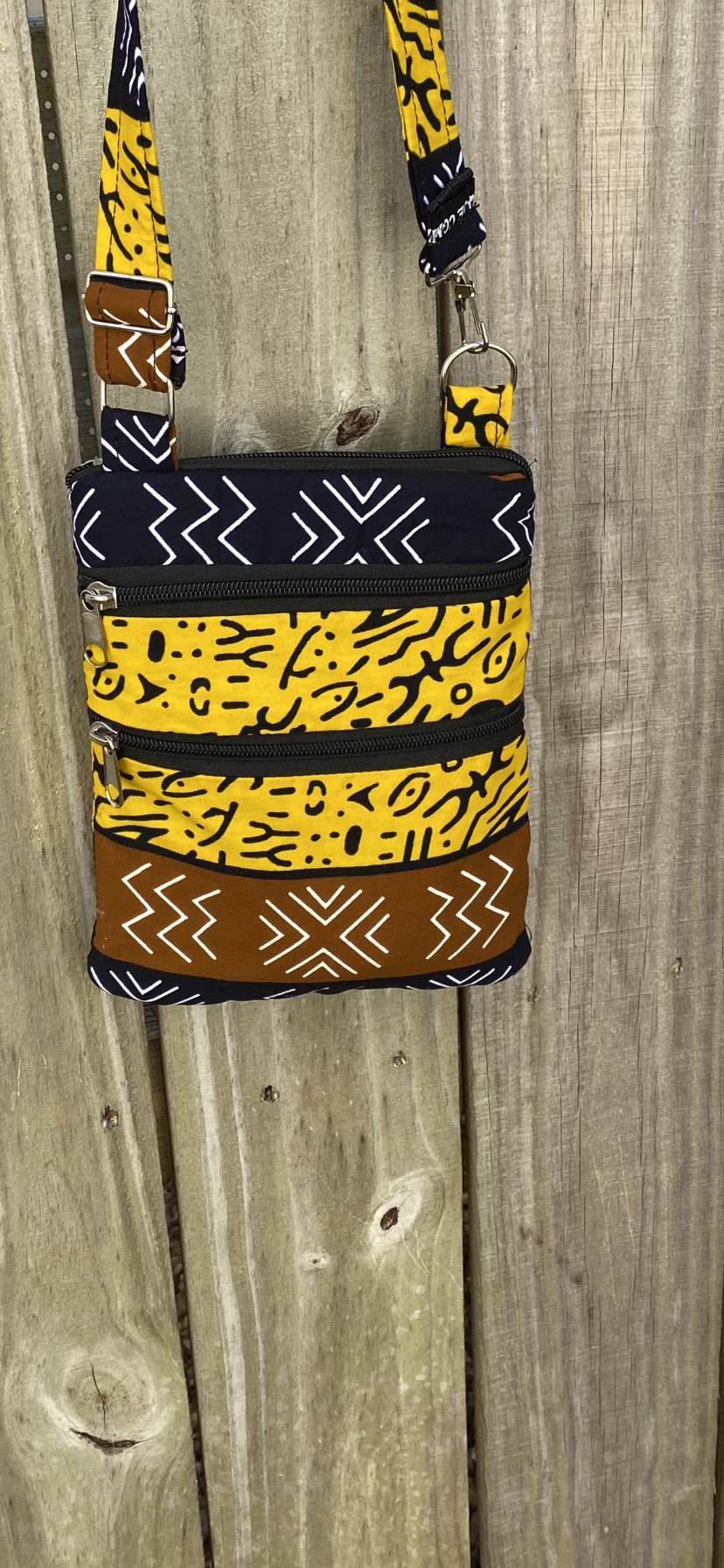 Mud Cloth Pattern Crossbody Bag