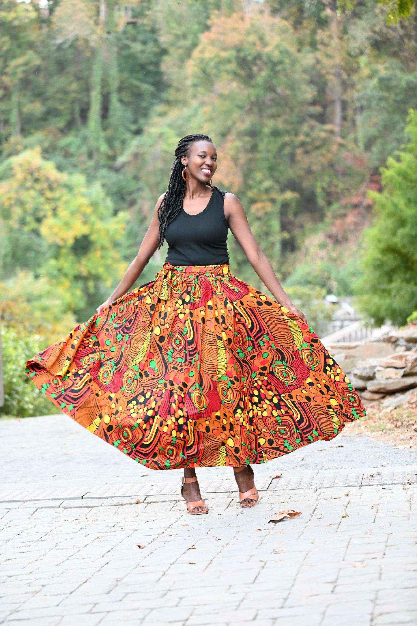 Black and Orange Ankara Skirt