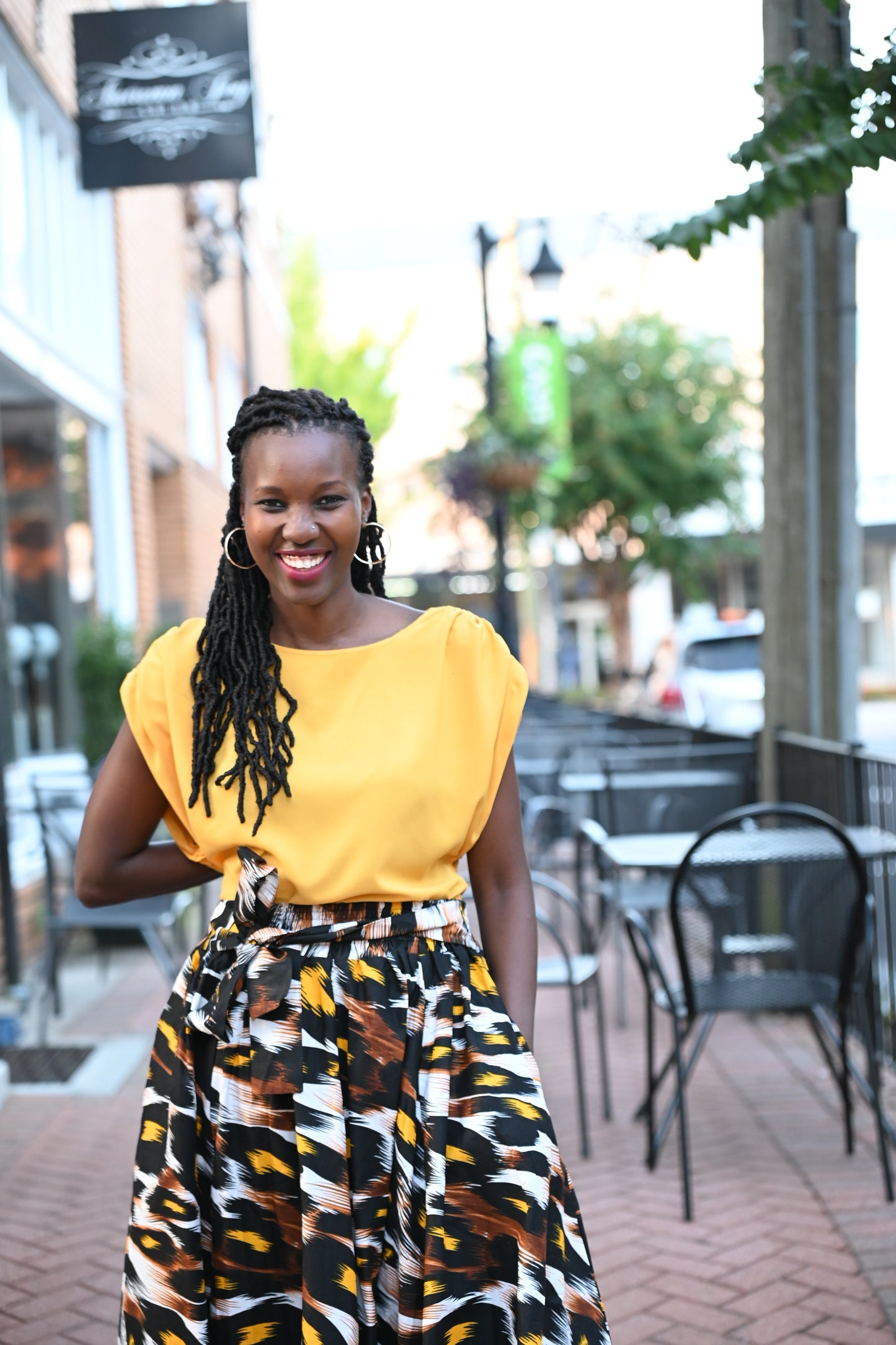 Yellow & Black Maxi Skirt
