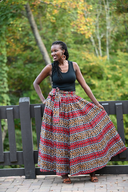 Red/White/Black Maxi Skirt