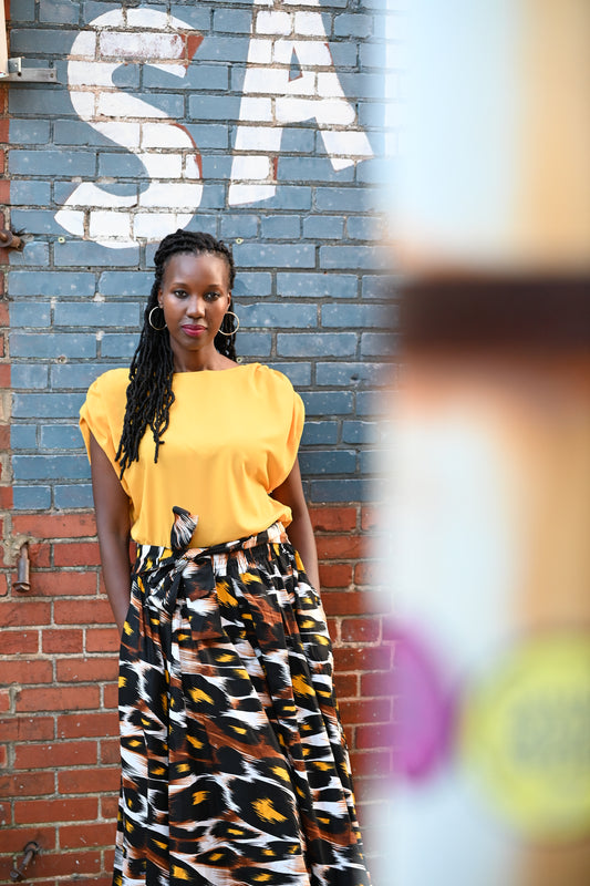 Yellow & Black Maxi Skirt