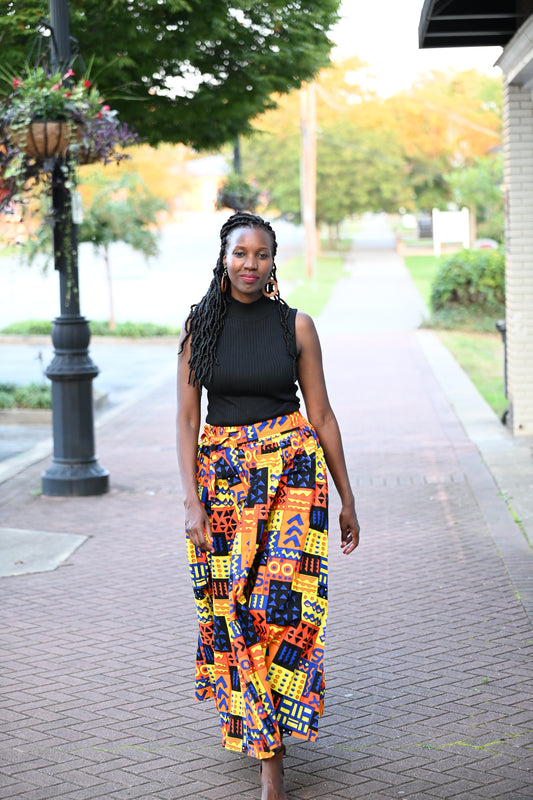 Orange and Black Maxi Skirt