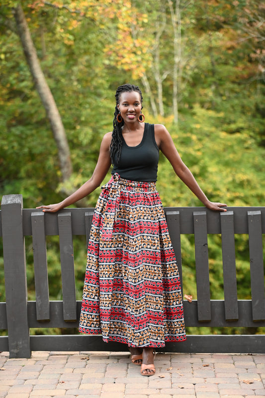 Red/White/Black Maxi Skirt