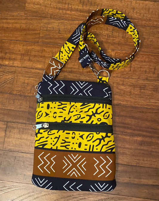 Mud Cloth Pattern Crossbody Bag