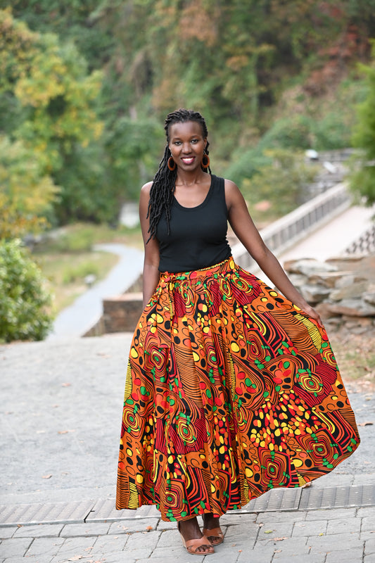 Black and Orange Ankara Skirt