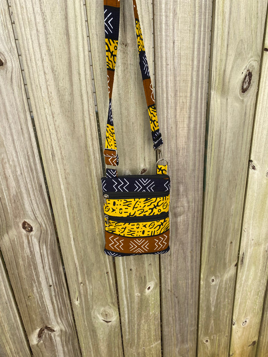 Mud Cloth Pattern Crossbody Bag